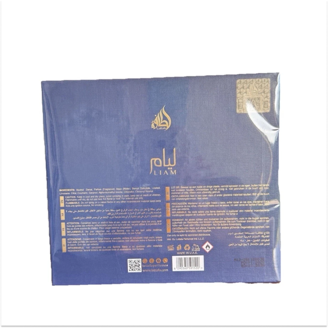 Lattafa Liam Blue Shine Eau de Parfum Aqua Spray 100ml 3.4 fl oz