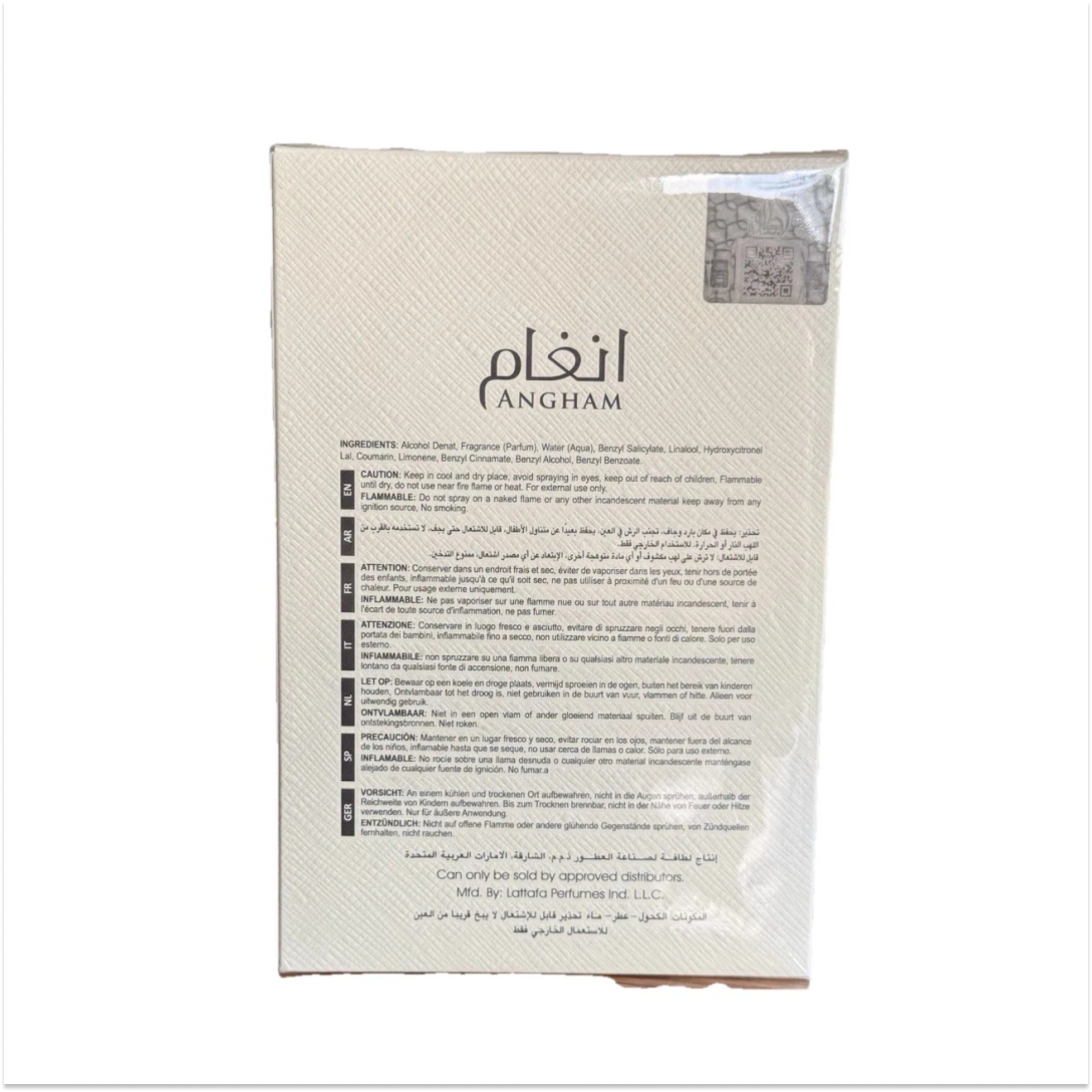 Lattafa Angham Eau de Parfum Spray 3.4 fl oz (100ml) Regular Size Fragrance